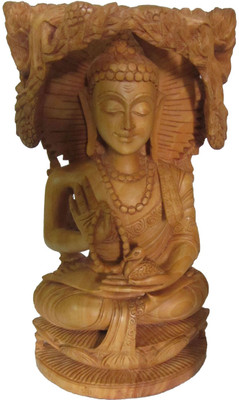 

eCraftIndia Meditating Lord Buddha Decorative Showpiece - 20.32 cm(Wooden, Brown)