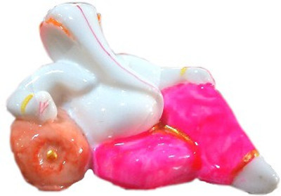 

SWARNIM JEWELLERS MARBEL FINISH SLEEPING GANESH LETA Decorative Showpiece - 5 cm(Polyresin, Multicolor)