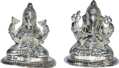 

Kataria Jewellers Lakshmi ganesha Decorative Showpiece - 8.5 cm(Silver, Silver)