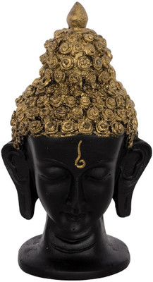 

eCraftIndia Elegant Gold Hair Buddha Head Decorative Showpiece - 15.24 cm(Polyresin, Black, Gold)