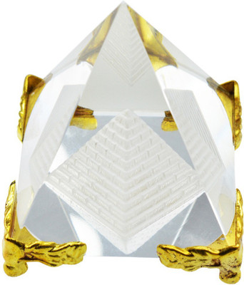 

Starstell Vastu Feng Shui Crystal Clear Pyramid with Golden Stand Decorative Showpiece - 5 cm(Crystal, White)