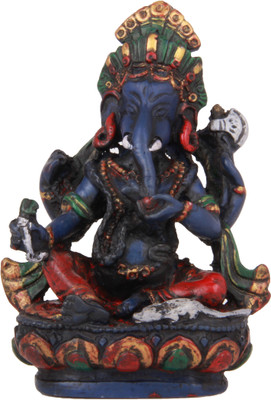

The Nodding Head Lord Ganesha Sitting On Lotus (Blue) Decorative Showpiece - 11 cm(Polyresin, Multicolor)