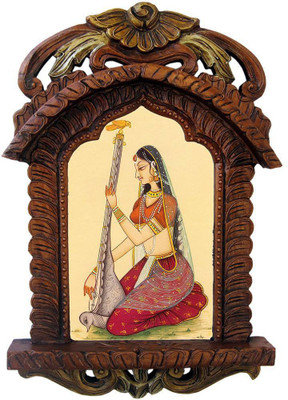 

Shree Sai Handicraft Traditional Decorative Rajasthani Lady Playing Sitar Wooden Jharokha Gift Decorative Showpiece - 12 cm(Wooden, Brown)
