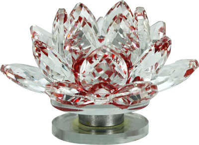 Pure Life Crystal lotus in red shade Decorative Showpiece - 8 cm(Crystal, Red)