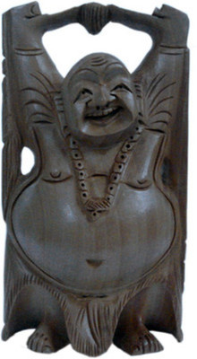 

Monil Good Luck Sign Laughing Buddha Handicraft Gift 166 Decorative Showpiece - 10 cm(Wooden, Brown)