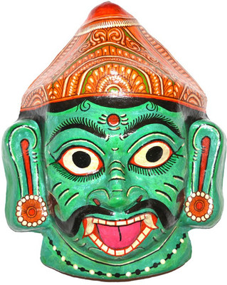 

Art Godaam Pattachitra Asura Decorative Showpiece - 32 cm(Paper Mache, Green)