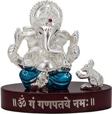 

Siri Creations Silver Foil Ganesha Decorative Showpiece - 8 cm(Silver Plated, Silver)