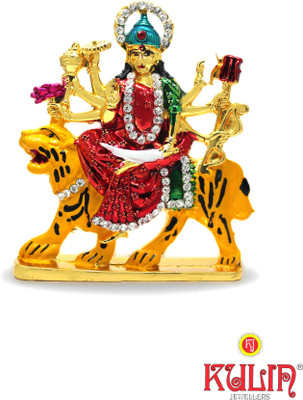 

Kulin Goddess Maa Durga Idol For Car Dashboard | Home Decor | Gifting Decorative Showpiece - 7 cm(Gold Plated, Multicolor)