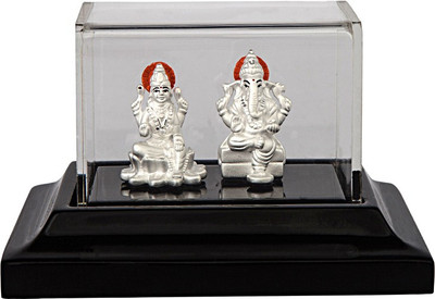 23% OFF on Siri Creations 999 Pure Silver Lakshmi Ganesha Idol with Acralyic Base Decorative Showpiece - 5.5 cm(Wood, Silver) 23% OFF on Siri Creations 999 Pure Silver Lakshmi Ganesha Idol with Acralyic Base Decorative Showpiece - 5.5 cm(Wood, Silver)