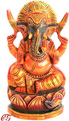 

Craft International Wooden Ganesh Statue Painted - 6 Inch Decorative Showpiece - 15 cm(Wooden, Brown)