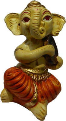 

The Nodding Head Lord Ganesha Playing Tambura Statue Decorative Showpiece - 12 cm(Polyresin, Multicolor)