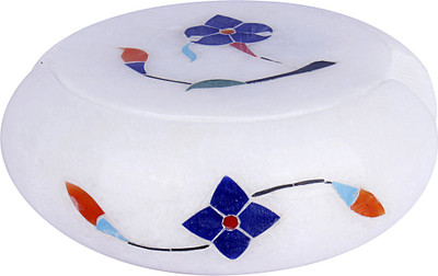 

Lord Krishna Handicrafts Marble Inlay Painted Tea Coaster Decorative Showpiece - 10 cm(Stoneware, White)