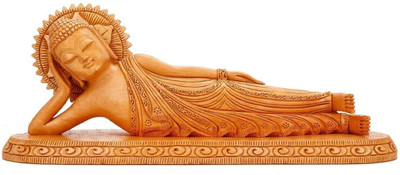 

Collectible India Handcarved Sleeping Buddha Statue Wooden Sculpture Resting Buddha Fengshui Decor Gift Decorative Showpiece - 32.5 cm(Wooden, Multicolor)