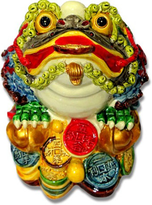 

7 Ocean Fengshui Three Leg Frog Decorative Showpiece - 12 cm(Polyresin, Multicolor)