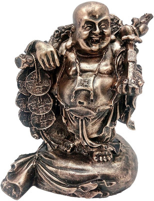 

Art N Hub Laughing Buddha / Lord Gautam Buddha Idol Statue - Antique Look Home Decorative Handicraft Figurine & Fengshui Gift item Decorative Showpiece - 16 cm(Earthenware, Gold)