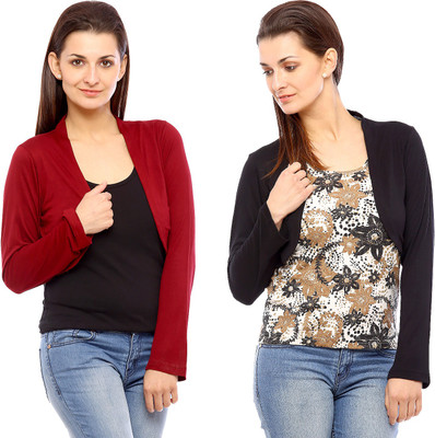 

Vvoguish Women's Shrug, Black;maroon47