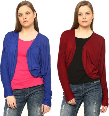 

Vvoguish Women's Shrug, Maroonblue31