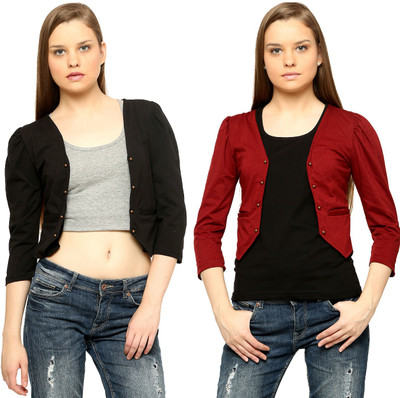

Vvoguish Women's Shrug, Black;maroon2