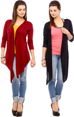 

Vvoguish Women's Shrug, Black;maroon17