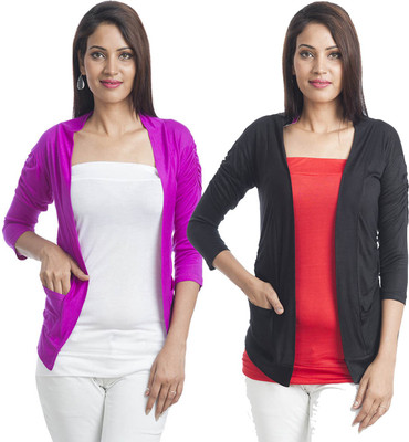 

TeeMoods Women' Shrug, Black;purple