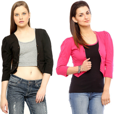 

Vvoguish Women's Shrug, Black;pink4