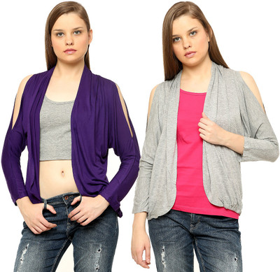 

Vvoguish Women's Shrug, Purplegrey13