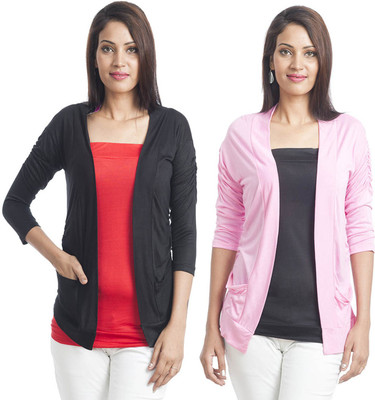 

TeeMoods Women's Shrug, Black;pink