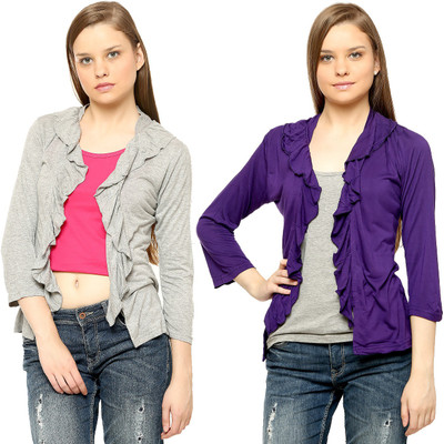 

Vvoguish Women's Shrug, Grey26;purple
