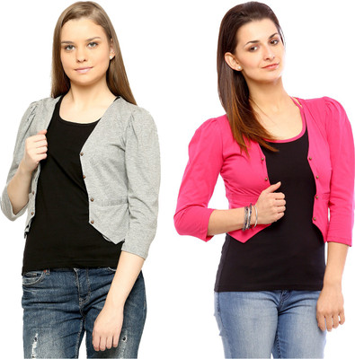 

Vvoguish Women's Shrug, Grey;pink8
