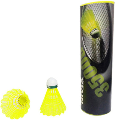 Nivia Shuttlecock Nylon Shuttle - Yellow(Medium, 77, Pack of 6)