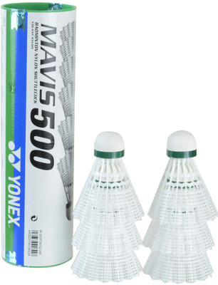 

Yonex MAVIS 500 GRN Cap Nylon Shuttle - White(Medium slow, 76, Pack of 6)