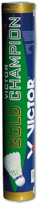 Victor GOLD Feather Shuttle White Medium, 77, Pack of 12