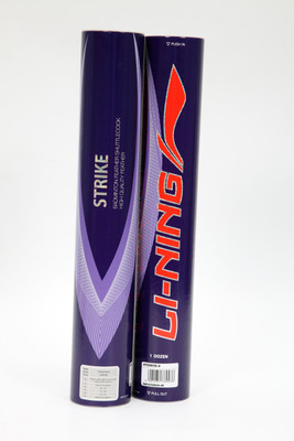 Li Ning Strike Feather Shuttle White Medium, 77, Pack of 12 Li Ning Shuttles