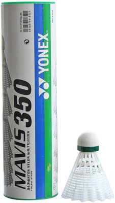 

Yonex MAVIS 350_1 Nylon Shuttle - White(Medium, 77, Pack of 6)