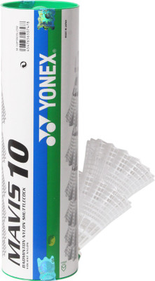 

Yonex Mavis 10 Nylon Shuttle - White, Green(Medium, 77, Pack of 6)