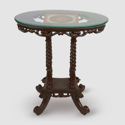 

ExclusiveLane Teak Wood Oval Shaped Planter Table Cum Solid Wood Side Table(Finish Color - Walnut Brown)