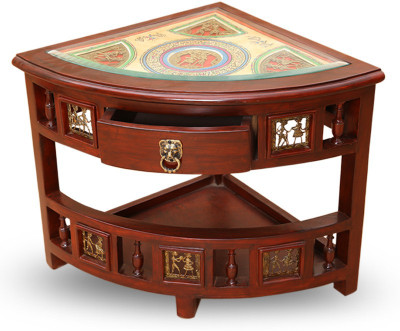 

ExclusiveLane Teak Wood Solid Wood Corner Table(Finish Color - Walnut Brown)