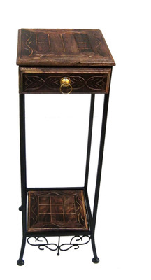 Acme Production acme Metal Corner Table(Finish Color - Walnut Brown, Pre-assembled)