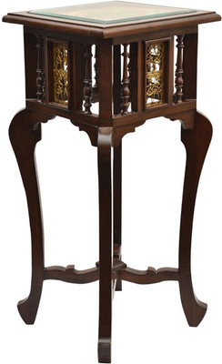 

ExclusiveLane Dhokra & Warli Work Teak Wood Solid Wood Corner Table(Finish Color - Walnut)