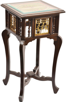 

ExclusiveLane Dhokra & Warli Work Teak Wood Solid Wood Corner Table(Finish Color - Walnut)