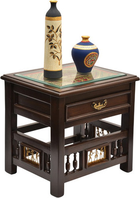 

ExclusiveLane Warli & Dhokra Work Teak Wood Solid Wood Bedside Table(Finish Color - Walnut Brown)