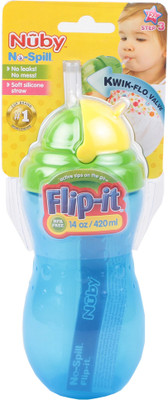

Nuby Flip it Leak Resistant Thin Straw Bottle 420ml - 420 ml(Blue)