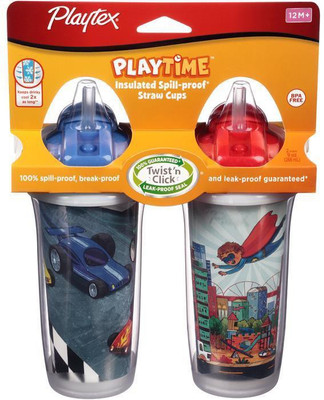 KC Playtex Playtime Insulated Spill-Proof Straw Cup (12m+) - 266ml (9oz)(Multicolor)
