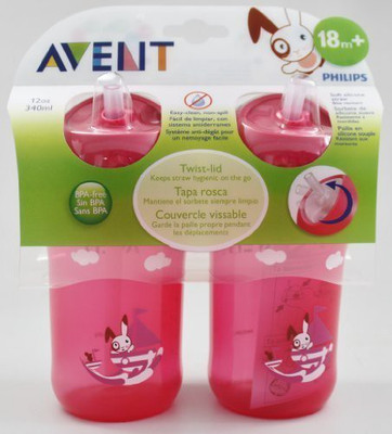 

Philips Avent Straw Toddler Sippy Drinking Cups RED(Pink)