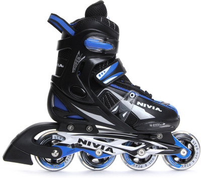 

Nivia Super Roller In-line Skates - Size 2.5-5.5 UK(Black, Blue), Blue;black