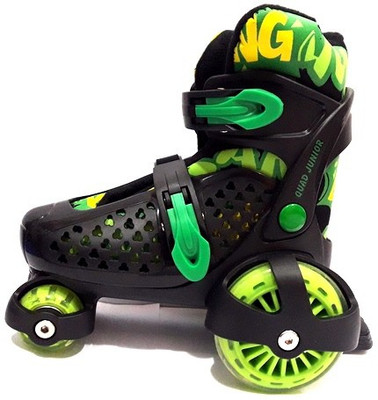 

Nivia Junior Quad Roller Skates - Size 12-2 UK(Black), Black/green/yellow