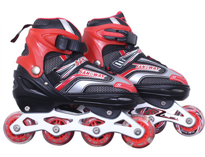 

Running lights in its wheels adjustable In-line Skates - Size 5-9 UK(Black, Red), Red;black