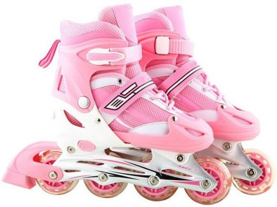 

Options Adjustable Four Wheel In-line Skates - Size 3.5-5.5 UK(Pink, White)