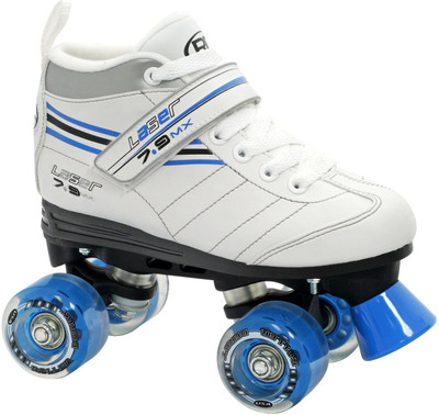 

Roller Derby Laser 7.9 MX Speed Quad Roller Skates - Size 2.5 UK(White, Blue)