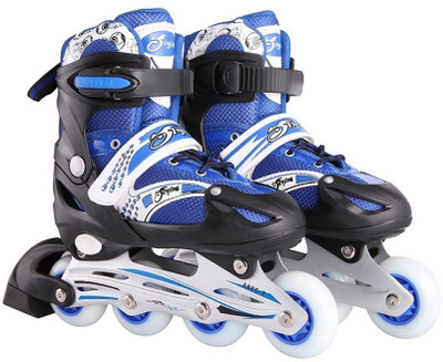 

Xerobic Easy Push Button Adjustable Sizing, Deluxe Comfort Liner, And Power Strap In-line Skates - Size 7-9 UK(Blue)